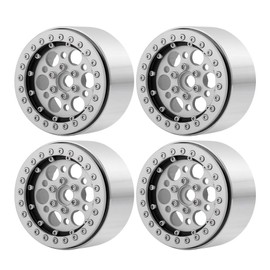 RC-Hub 4Pcs Aluminum 2.2'' Beadlock Wheel Rims for AX90018 1/10 RC Axial Wraith Series (Silver+Black)
