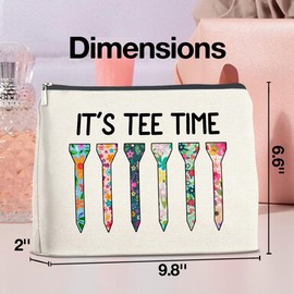 UPNEGE Golf Makeup Bag Gifts for Women Golfer Golf Lovers It's Tee Time Floral Cosmetic Bag Zipper Pouch