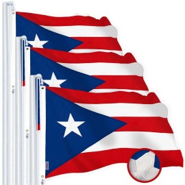 UD_G128 3 Pack: Puerto Rico Puerto Rican PR Flag  3x5 Ft  Embroidered 220GSM SPUN POLYESTER - Embroidered Stars, Sewn Stripes, B