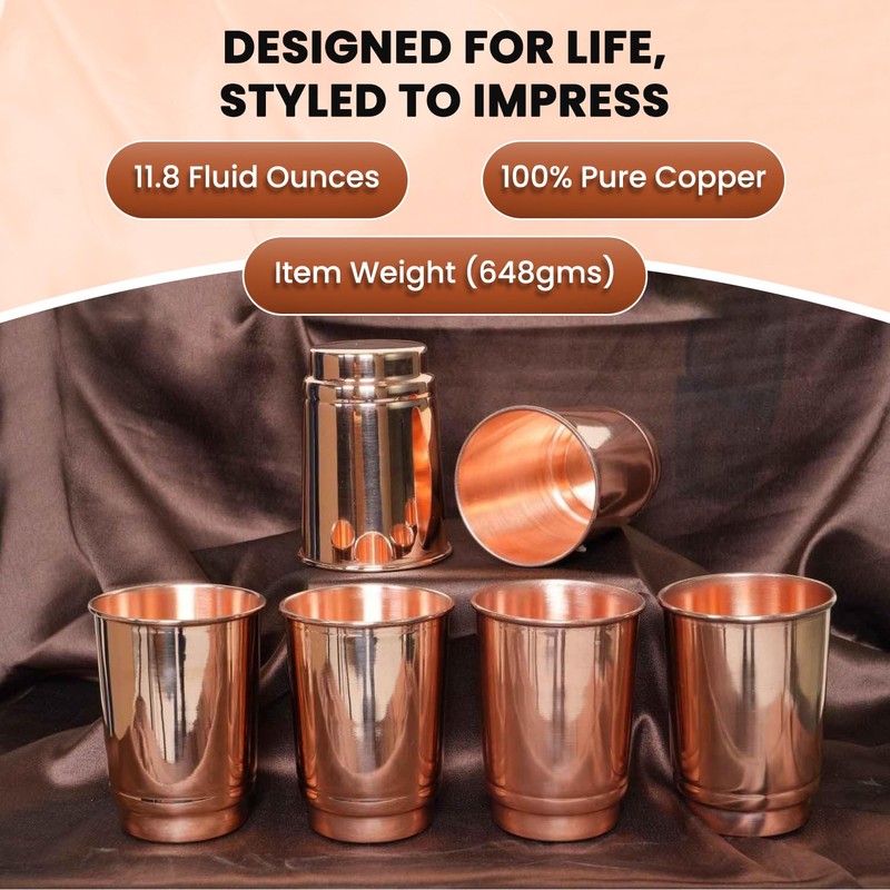2activelife Pure Copper Cups Set of 6, Gift Set 100%