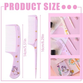 RAMGLYO 4 Pcs Kids Hair Brush Set for Girls Boys Toddler Hair Combs Wide Tooth Rat Tail Hair Styling Brushes Baby Comb Kit for Children Curly Straight Long Hair (Purple + Yellow)