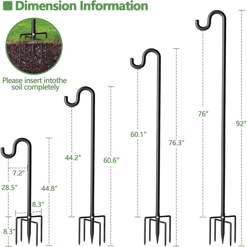 Shepherd Hook for Outdoor, Heavy Duty Bird Feeder Pole with