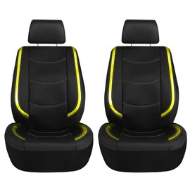 TLH Automotive Yellow Car Seat Covers Galaxy13 Metallic Striped Deluxe Leatherette Seat Covers Built-in Pockets Anti-Slip Protection Universal Fit Car Seat Covers for Most Cars, Trucks, SUVs and Vans