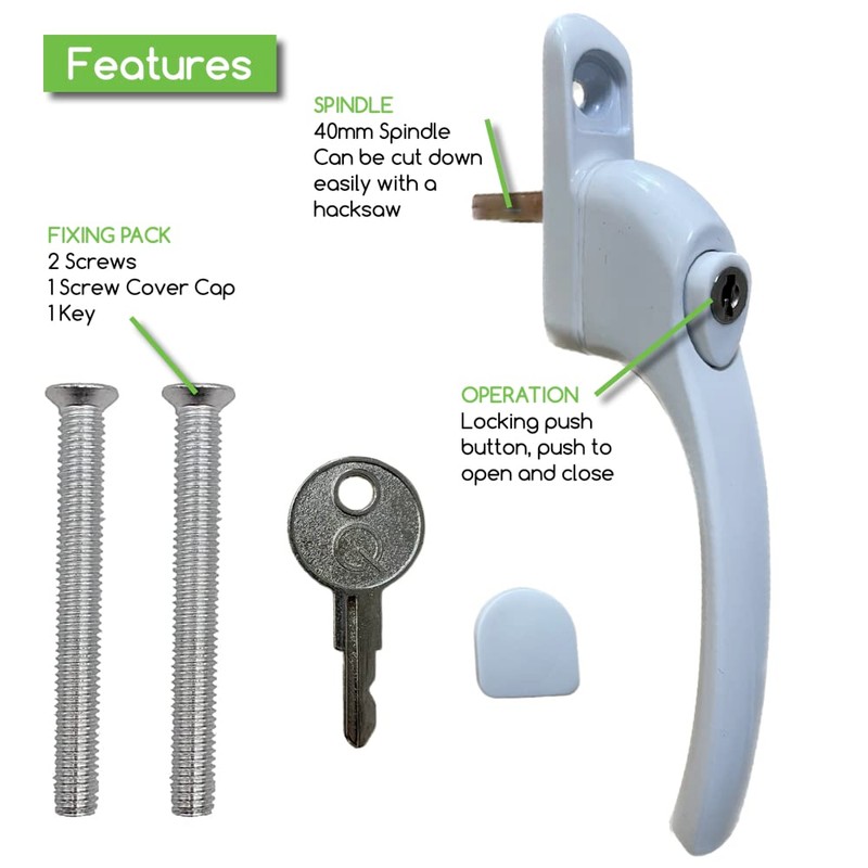 Genius® Q uPVC Universal Window Handle Inline Locking Espag Double