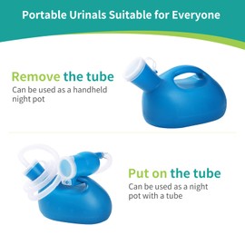 Lefeke Portable Urinal for Men, Reusable Men's Urine Bottles Spill Proof, Pee Bottle for Male 2000ml for Hospital Home Car Camping Travel 60" Long Hose with Lid(Blue)