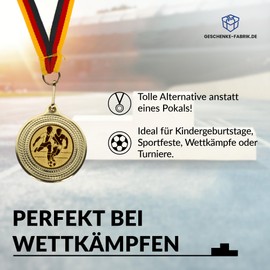 pokal-fabrik.de Pack of 20 Football Medals Children's Birthday Metal with Ribbon and Emblem for Children