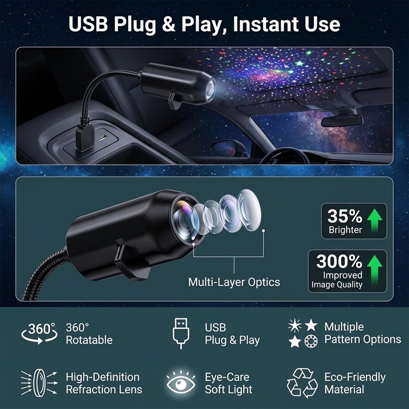 2-in-1 Star Projection & Warm Night Light – Galaxy Projector