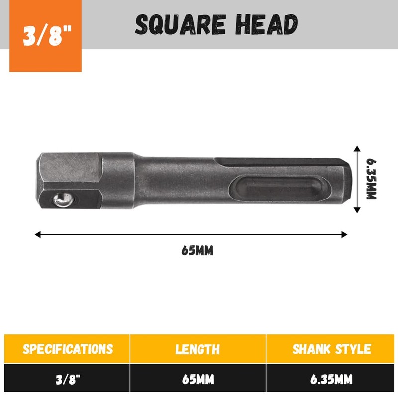 Glomora 1/2" to SDS Adapter, 1/4" Hex Socket Adaptor 1/4"
