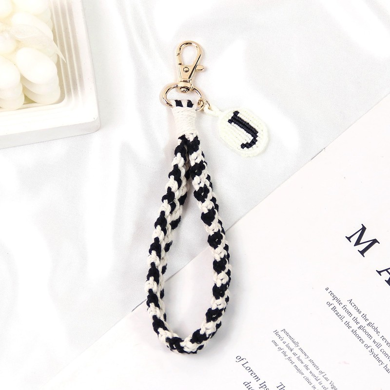 OKAICEN Soft Initial Letter Macrame Keychain Boho Handmade Wristlet Lanyard