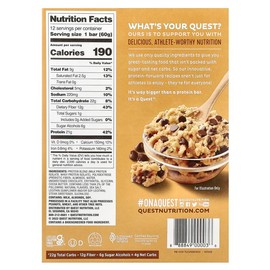 Quest Nutrition Protein Bar, Chocolate Chip Cookie Dough, 12 Bars, 2.12 oz (60 g) Each
