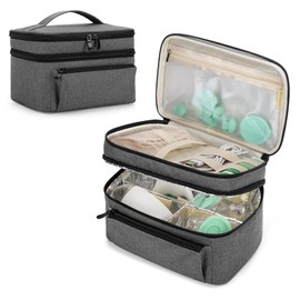 BAFASO Wearable Breast Pump Bag with a Waterproof Pump Parts Pad (Compatible with Willow and Elvie Breast Pump), Carrying Case for Wearable Breast Pump and Extra Parts, Grey