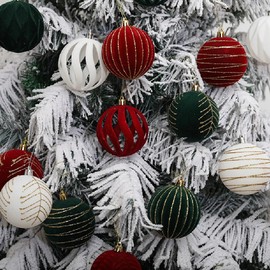 Shatterproof Christmas Ornaments Set – 6/12pcs Velvet Christmas Tree Hanging Balls, Christmas Decor