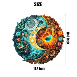 WETUFIN - Wooden Jigsaw Puzzles for Adults, Yin Yang Style Wooden Jigsaw Puzzles for Adults Large Size Puzzles Unique Shape Puzzles, Gifts for Birthday Christmas Friends New Years Family Games