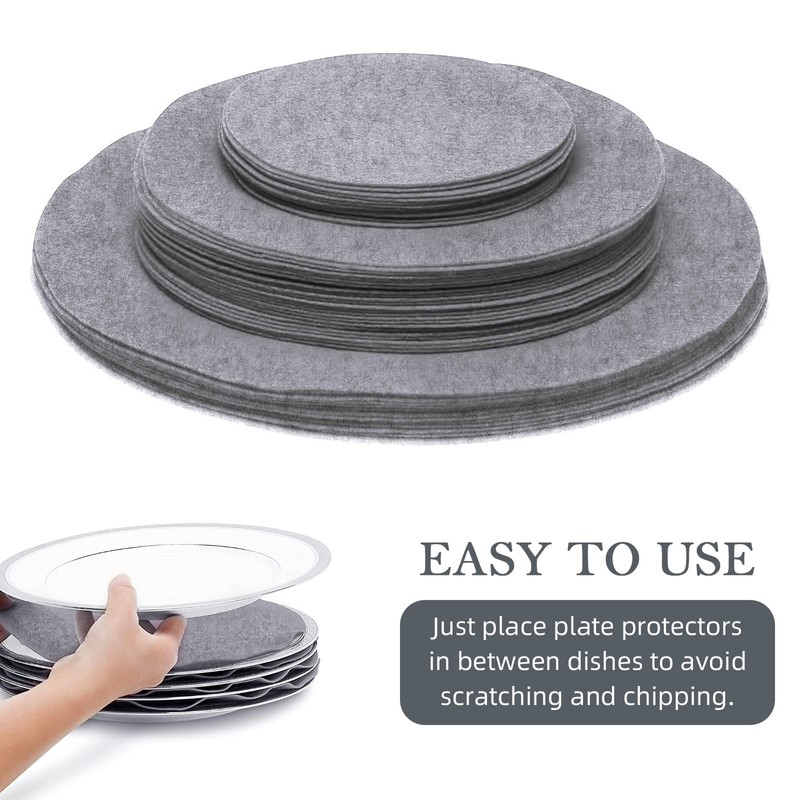 Felt Plate Storage Dividers Protectors, 48 Pieces Felt Round Plate