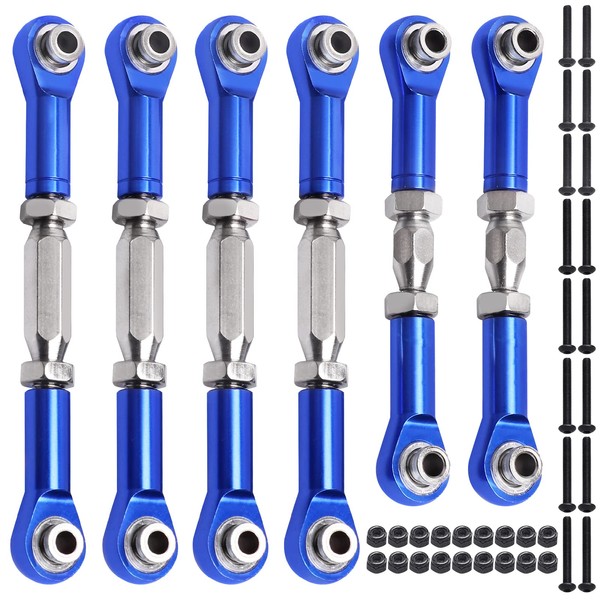 Hobbypark Aluminum Adjustable Tie Rods Toe Links Set Linkage Steel Turnbuckles for Arrma 1/10 Granite 4X4 Replacement (6-Pack) (Navy Blue)