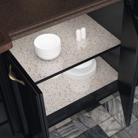 Livelynine 15.8x394 Contact Paper White and Gold Granite Countertop Wallpaper Peel and Stick Countertops Waterproof Kitchen Vinyl Wrap Counter Top Covers Renter Friendly Wall Paper for Bathroom Sink