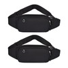 2PCS Riñonera Deportiva Impermeable, Multifuncional con Cremallera (Negro + Negro)