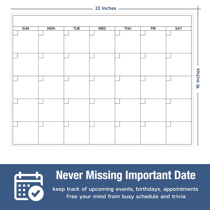 Large Magnetic Dry Erase Calendar for Whiteboard, Monthly Planner for