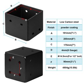 eoere 8x8 Post Base, Heavy Duty Welded Anchor Pergola Bracket for Deck, Porch Railing Support, 8 Gauge Thickness