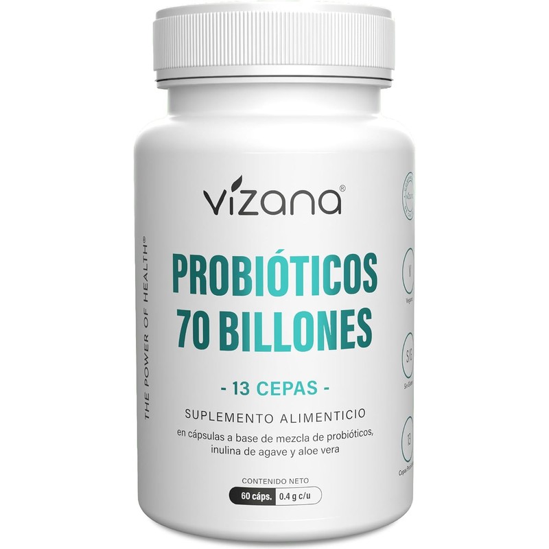 VIZANA NUTRITION Probióticos 70 billones, 13 Cepas HPMC Vegetarianas (60