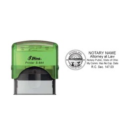 Ohio Notary Stamp for Attorney's | Self Inking | Shiny Green Body | 2.3x1.0-Inch Rectangular Imprints