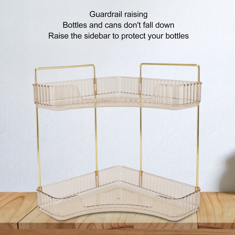 2 Tier Corner Bathroom Countertop Organizer Space Saving Easy Assembly