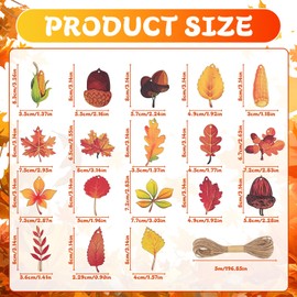18 Stück Holz Ahornblatt Anhänger,Holz Deko Hänger Herbst Dekoration mit 5m Hanfseil,Anhänger Ahornblatt,Herbstdeko zum Aufhängen,Bunte Herbstdeko Fenster,Erntedankfest Dekoration,DIY Dekor(Gelb)