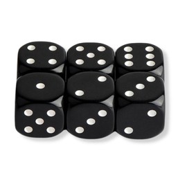 STAY Four Large 6-Piece Dice Easy to Read (6-sided Dice) 25mm x 25mm (Black)