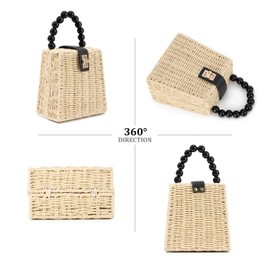 Syrads Womens Handwoven Straw Shoulder Bag Summer Beach Handles Handbag,Beige