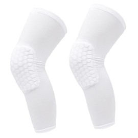 SUNGOOYUE Compression Knee Brace, Pack of 2 Unisex Knee Orthosis Compression Knee Support for Basketball Football (White)