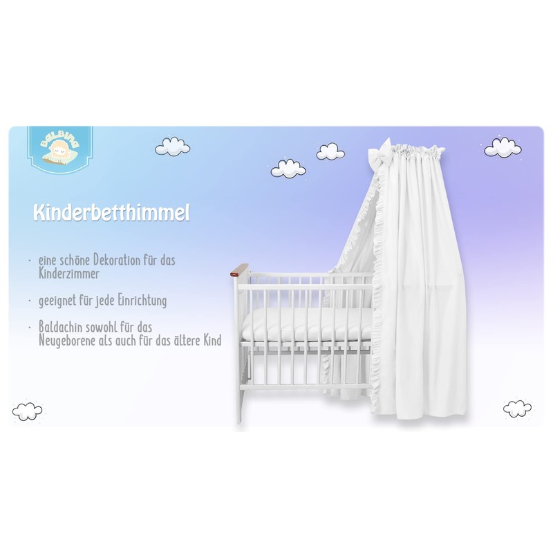 balbina Canopy, 100% Cotton, Decorative Set for Cot, Bed Canopy