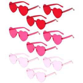 PARSUP 9 Pairs Heart Shaped Rimless Glasses Frameless Heart Sunglasses Transparent Transparent Red/Rose Red/Pink Color Glasses Tinted Eyewear Bachelorette Party Favors Photo Booth Props