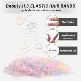 Beauty.H.C 1000Pcs Durable Elastic Hair Ties Small Rubber Bands for Hair Set with 6Pcs Hair Styling Tool( Topsy Tail Hair Tool &French Braiding &Hair Bun Maker) Hair Accessories for Girl (Pink)