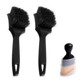2Pcs Car Tire Brushes, 1Pc Soft Bristle Cleaning Brush, Car Dusting Brush, Wheel Cleaning Tool, Car Wash Brush, Microfiber Dusting Brush, Suitable For Cleaning Car Tires, Interior