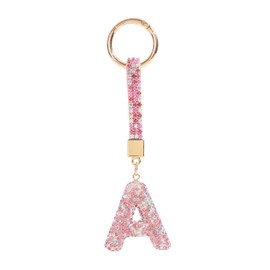 ChungLong0593 Zirconia 26 Letters Initial Charms Keychain Colorful Rhinestone A-Z Key Ring for Women for Car Keys Holder Bag Purse-A