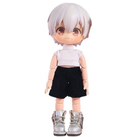 niannyyhouse Solid Color Short Vest Pocket Cargo Denim Shorts 1/12 BJD OB11 Doll 4.3 inches (11 cm) Body Figure Accessory (Short, Green)