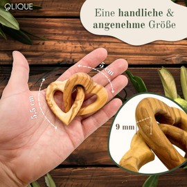 OLIQUE Wooden Hearts, Olive Wood - Connected Wooden Hearts as an Individual Gift for Wedding, Anniversary or Engagement (5 cm)