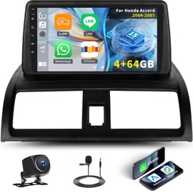 [4G+64G] Car Radio for Honda Accord 2004-2007 with Wireless CarPlay Android Auto,9" Touchscreen Android 13 Car Stereo with Mirror Link Voice Control WiFi/GPS,Bluetooth,FM/RDS SWC+Backup Camera