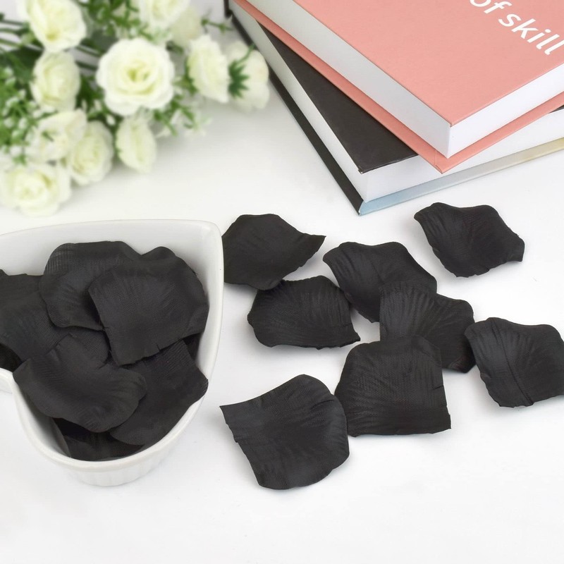 MELGO 500 Pcs Black Rose Petals for Bedroom, Valentines Petals,