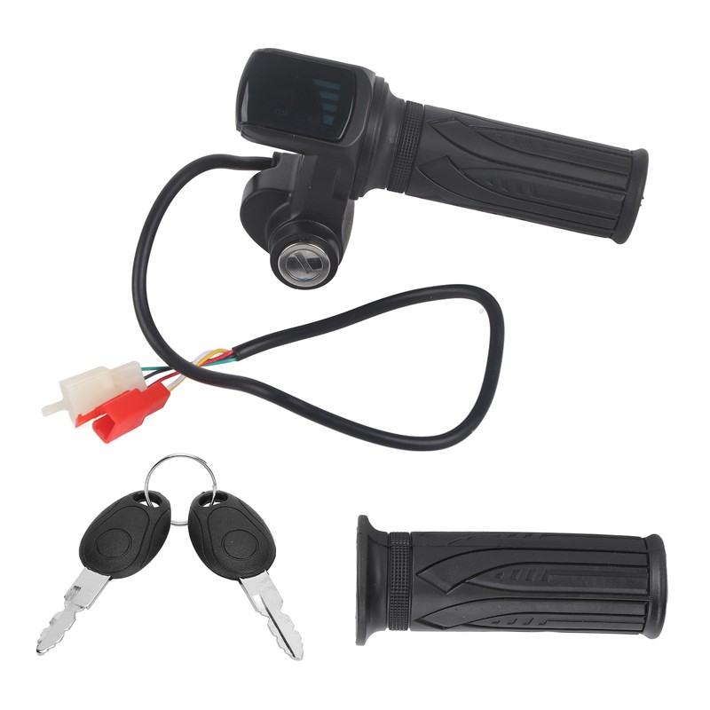 60V LED Digital Meter Electric Bike Scooter Throttle Grip Handlebar