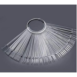 Pack of 50 Nail Art Tips Ring Stick, Pkouocry Transparent Colour Card Plates Nail Polish Display Ring Sticks, Nail Salon Exercises Display Nail Tips for Display and Practice DIY Nail Art