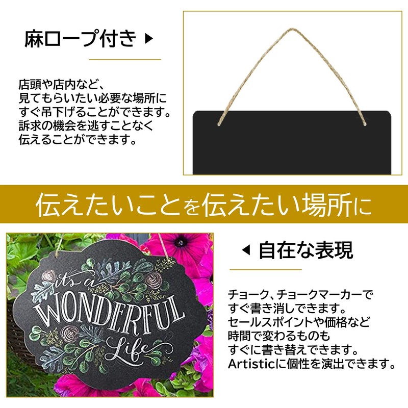 NOELAMOUR Chalkboard Black Board Wall Hanging Double Sided Sign Sign