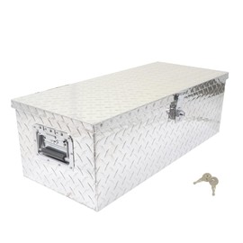 munirater 20 Inch Truck Bed Toolboxes Silver Diamond Shaped Heavy Duty Aluminum Tool Box Storage with Side Handles and Locks Replacement for Pickup Trailer Tongue RV ATV 20 x 12 x 9.5in