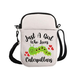 PYOUL Caterpillars Journal Gift Who Loves Caterpillars Crossbody Bag Insects Lovers Travel Bag Nature Bug Enthusiast Gift (Loves Caterpillars CB)