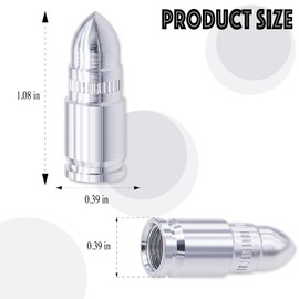 MEAJOO 4PCS Bullet Style Tire Valve Stem Caps, Air Caps Cover, Aluminum Alloy Dustproof and Waterproof Valve Caps Cover fits Cars, Trucks, Bikes, Motorcycles, Bicycles Tire Caps(Silver)