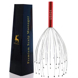 USAGA 36 Fingers Head Massager Scalp Massager Head Scratcher for Head Body Relaxing (Red)