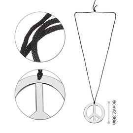 VIKSAUN Hippie Costume Set, Funky Afro Wig, Sunglasses, Moustache and Peace Sign Necklace, for 50/60/70s Theme Party, Mens & Womens Pop Hippie 70s Disco Fever Hair, Wig Costume Accessory (4 Psc)