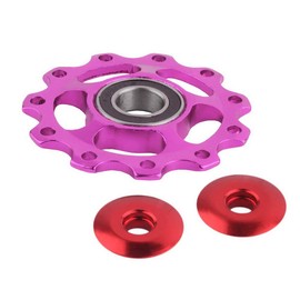 VOANZO 2 Pairs Bicycle Mountain Bike Guide Wheel Rear Adjustment Wheel Bearing Anode CNC Sprocket 11 Gear Flywheel Bicycle Accessories (Purple)