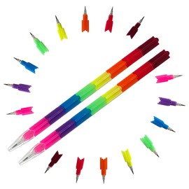 Hoshisea Pack of 32 Building Block Pencils, Stackable Pencils, Building Block Colouring Pencils, Pencil Gift Party Bags, Used for Paintings, Birthdays, Parties, Gifts (Colour)