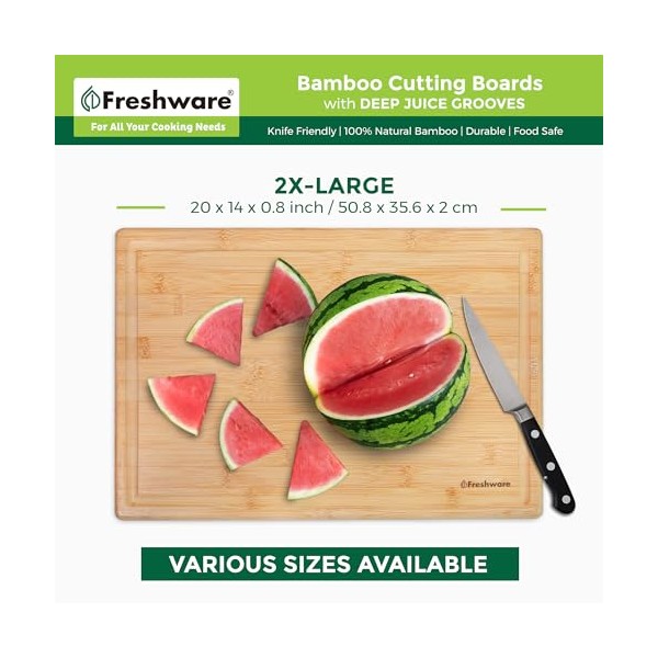 Freshware Freshware 20 Inch 2XL Bamboo Cutting Boards for Kitchen,